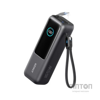 Батарея універсальна Anker 25000mAh, 165W, PD/3/0, QC/3/0, Built-In Double USB-C Cables, black (A1695H11)