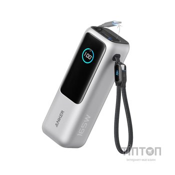 Батарея універсальна Anker 25000mAh, 165W, PD/3/0, QC/3/0, Built-In Double USB-C Cables, silver (A1695H41)