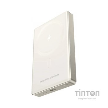 Батарея універсальна Choetech Magnetic Wireless 10000mAh 20W, PD, Qi-15W, USB-C In/Out Ultra-thin, Beige (B739-CCCWH)