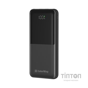 Батарея універсальна ColorWay 10 000 mAh PD/22.5W, QC/3.0, LCD, Black (CW-PB100LPB3BK-PDD)