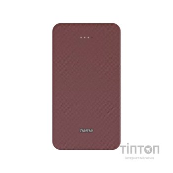 Батарея універсальна Hama 20000mAh, 15W/5V/3A, USB-C, USB-A, red (00201717)