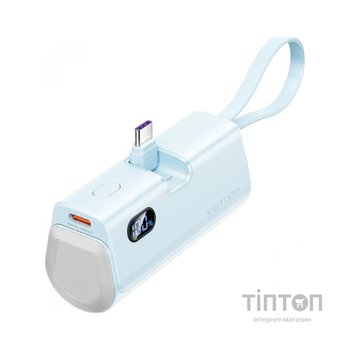 Батарея універсальна Vention 4800mAh 22,5W PD, USB-C In/Out, LED display, with built-in USB-C cable Blue (FHQL0)