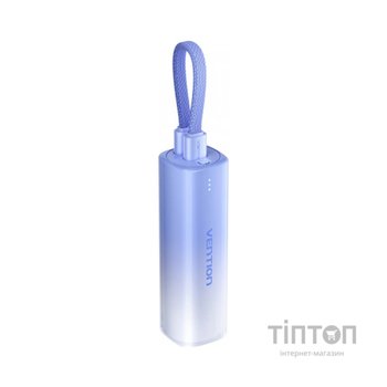 Батарея універсальна Vention 5000mAh 20W PD, USB-C In/Out, Lightning In/Out, with cable, Gradient Blue (FHWL0)