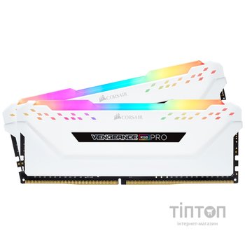 Модуль пам'яті для комп'ютера DDR4 16GB (2x8GB) 3600 MHz Vengeance RGB Pro White Corsair (CMW16GX4M2D3600C18W)