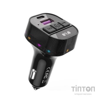 FM модулятор XO BCC17 Car Charger Smart Bluetooth Dual Port PD 30W Чорний (BCC17.black)