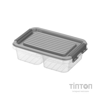 Харчовий контейнер Ardesto Fresh двосекційний 2х0.25л, пластик, прямокутна, сірий (AR1302R)