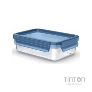 Харчовий контейнер Tefal Master Seal Eco 0,8л, прямокутний, пластик, прозорий, блакитний (N1171318)