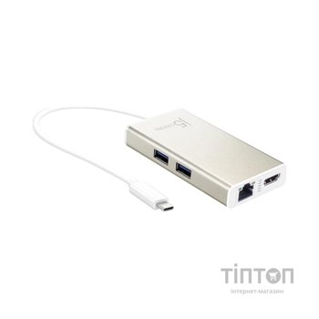 Концентратор J5create USB-C 5-in-1 2xUSB 3.0 + HDMI 4K + USB-C PD + RJ45 1000Mbps gray (JCA374-N)