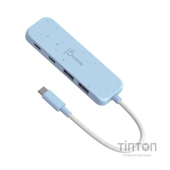 Концентратор J5create USB-C to 2xUSB-A + 2xUSB-C 3.2 10Gbps cyan (JCH342EC-N)