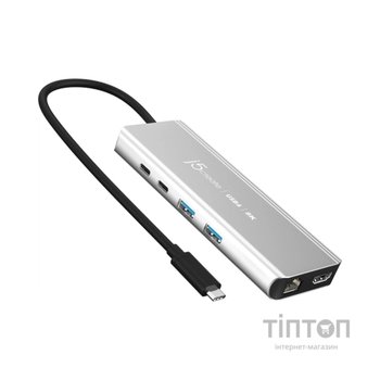 Концентратор J5create USB-С 6-in-1 2xUSB 3.2 + USB-C PD 100W + USB-C + HDMI 8K + RJ45 2.5Gbps aluminum (JCD403-N)