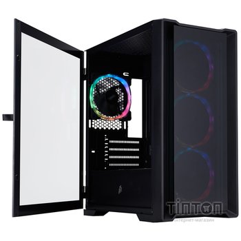 Корпус 1stPlayer T4-G-BK-4FS7 Black