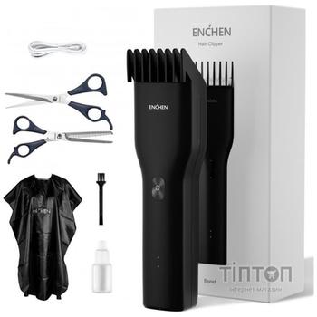 Машинка для стрижки Xiaomi Enchen Boost Black Set + Пеньюар и ножницы