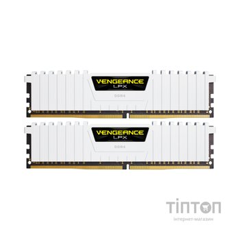 Модуль пам'яті для комп'ютера DDR4 16GB (2x8GB) 3200 MHz Vengeance LPX White Corsair (CMK16GX4M2E3200C16W)