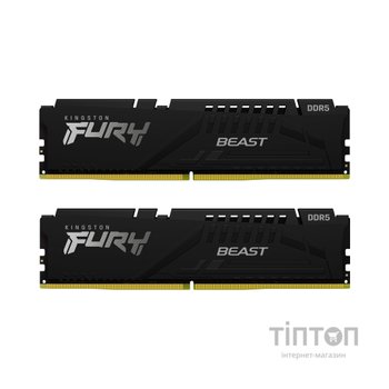 Модуль пам'яті для комп'ютера DDR5 16GB (2x8GB) 4800 MHz Beast Black Kingston Fury (ex.HyperX) (KF548C38BBK2-16)