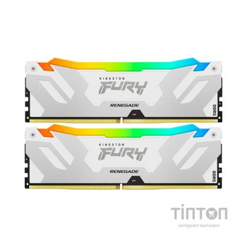 Модуль пам'яті для комп'ютера DDR5 64GB (2x32GB) 6400 MHz Renegade RGB White XMP Kingston Fury (ex.HyperX) (KF564C32RWAK2-64)
