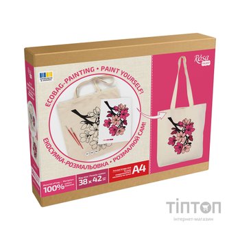 Набір для творчості Rosa Talent екосумка-розмальовка, Flowers, 38х42 см (4823098544623)