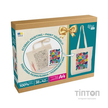 Набір для творчості Rosa Talent екосумка-розмальовка, Funny Flowers, 38х42 см (4823098543510)