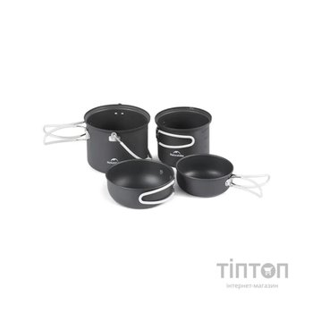 Набір туристичного посуду Naturehike NH18T018-G, алюміній, 2 каструлі, 2 кришки (6927595785515)