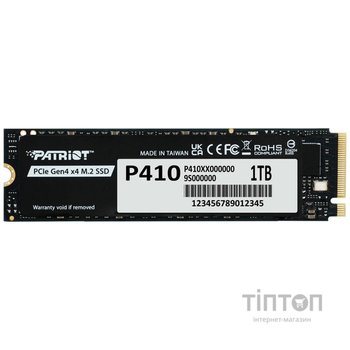 Накопичувач SSD 1TB Patriot P410 M.2 2280 PCIe NVMe 4.0 x4 TLC (P410P1TBM28H)