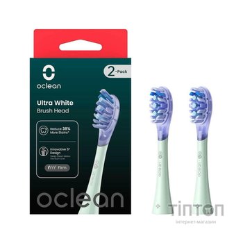 Насадка для зубної щітки Oclean UW01 G02 Ultra White Brush Head Green (2 шт) (6970810553529)