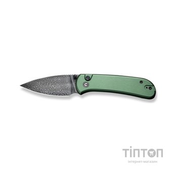 Ніж Civivi Qubit, Green Aluminum, Damascus (C22030E-DS1)