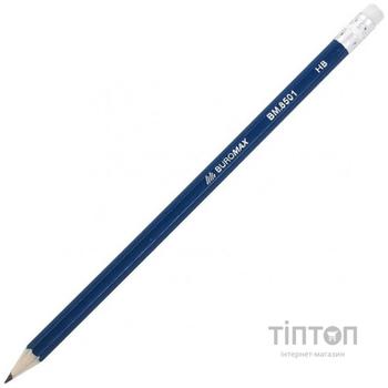 Олівець графітний BUROMAX НВ, with eraser, assorted colors, tube (BM.8501)