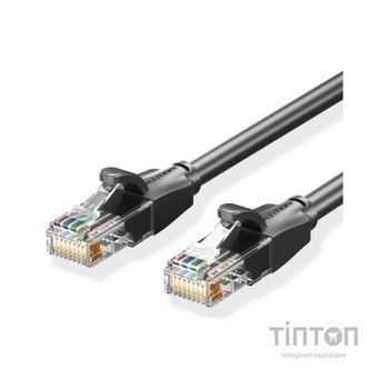 Патч-корд 1м, UTP cat 6 RJ-45 black Vention (IBEBF)