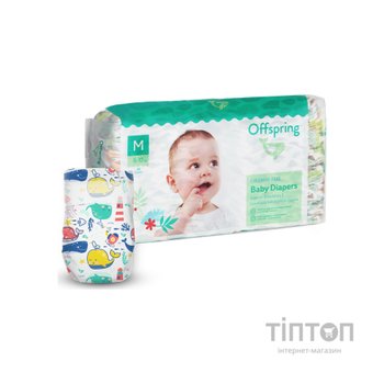 Підгузки Offspring Willy the Whale, розмір M, 6-10 кг, 42 шт. (DP-OI-FAT-M42P-WTW)
