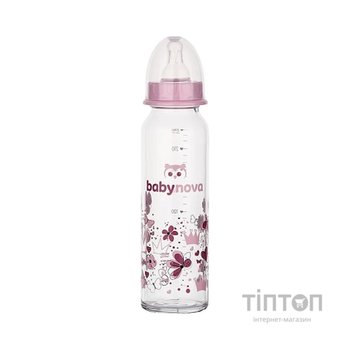 Пляшечка для годування Baby-Nova скляна Рожева 240 мл (3960324)
