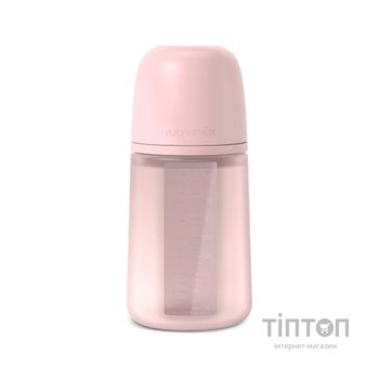 Пляшечка для годування Suavinex Colour Essence, 240 мл, силіконова, 240 мл, фізіологічна соска повільний потік, , світло-рожева (308654)