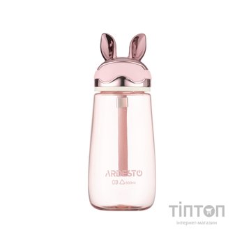 Пляшка для води Ardesto Bunny 600мл, пластик, рожевий (AR2260BP)