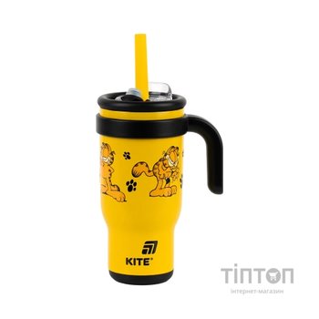 Поїльник-непроливайка Kite Garfield термокружка з трубочкою, 530 мл (GF25-1266)