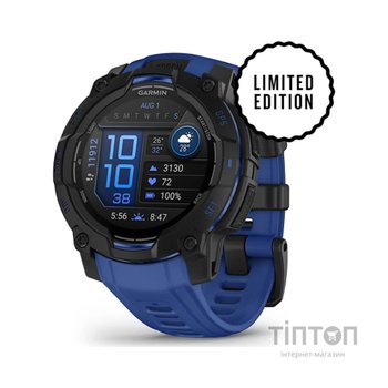 Смарт-годинник Garmin Instinct 3, 45mm, AMOLED, Black with Bolt Blue Band, GPS смарт-годинник (010-02936-03)