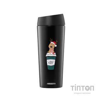 Термокружка Ardesto Coffee Time Reindeer 450мл, нержавіюча сталь, чорний (AR2645RN)
