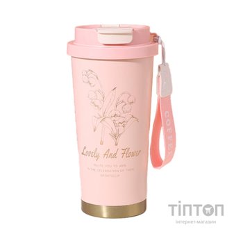 Термокружка Merlion TermCoffee 500 мл з трубочкою, рожева (TermCoffee-500Pink)