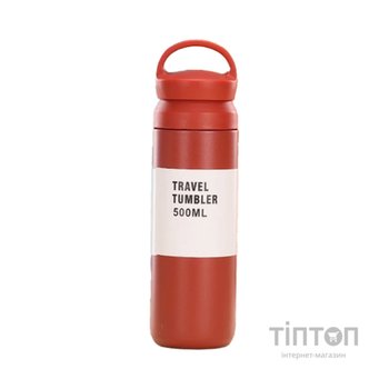 Термос Merlion Travel Tumbler 500 мл, подвійна кришка з ручкою, червоний (SUS304-500Red)