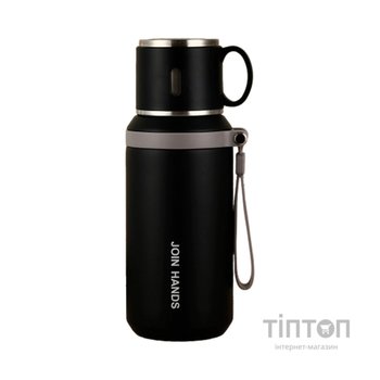 Термос Merlion з чашкою 0,6 л, чорний (TermTea-600/Black)