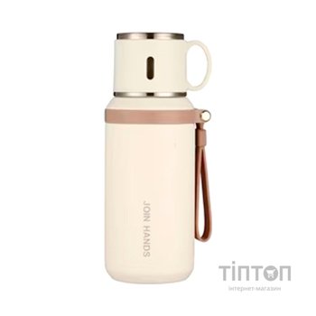 Термос Merlion з чашкою та ситечком 0,6 л, білий (TermTea-600White)