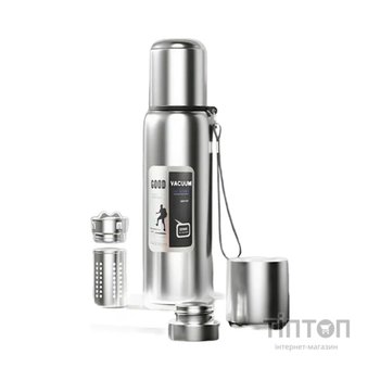 Термос Merlion з ситечком та чашкою 2 л, сталевий (ZK-127-2000Grey)