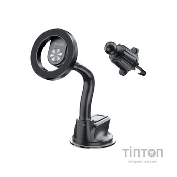 Універсальний автотримач Canyon Magnetic car holder OnGrip 12 suction + air vent Black (CNS-CCHM12)
