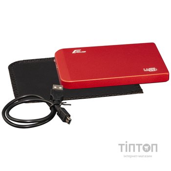 Внешний карман Frime SATA HDD/SSD 2.5", USB 2.0, Metal, Red (FHE63.25U20)
