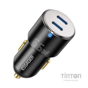Зарядний пристрій Essager 2xUSB-C 66W black (ECC2C-FF01)