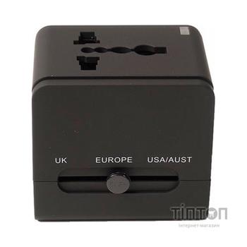 Зарядний пристрій PowerPlant Международный адаптер 220В + 2*USB max2.1A (DV00DV5067)