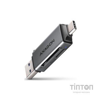 Зчитувач флеш-карт AXAGON USB-C + USB-A to SD/microSD 5Gbps gray (CRE-DAC)